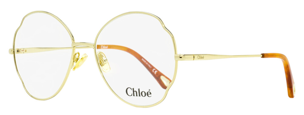 Chloe Scalloped Oval Eyeglasses CH0097O 001 Gold/Havana 53mm
